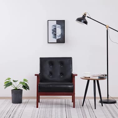 vidaXL Poltrona em couro artificial preto[3/5]