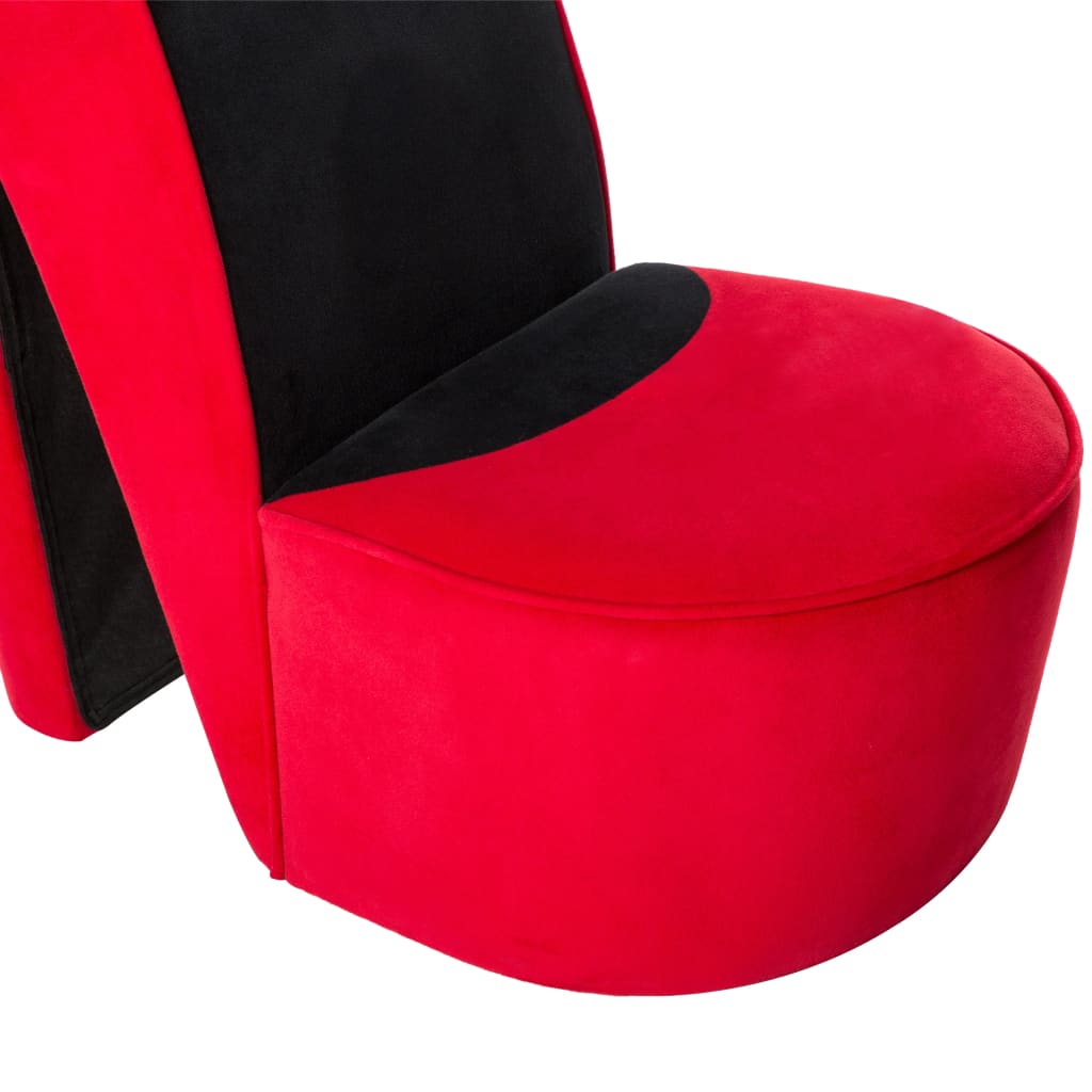 Scaun în formă de pantof cu toc, roșu, catifea