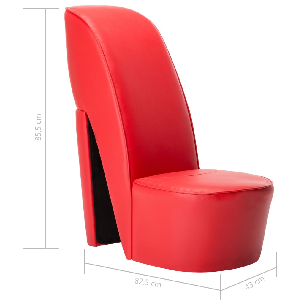Scaun, design toc înalt, roșu, piele ecologică