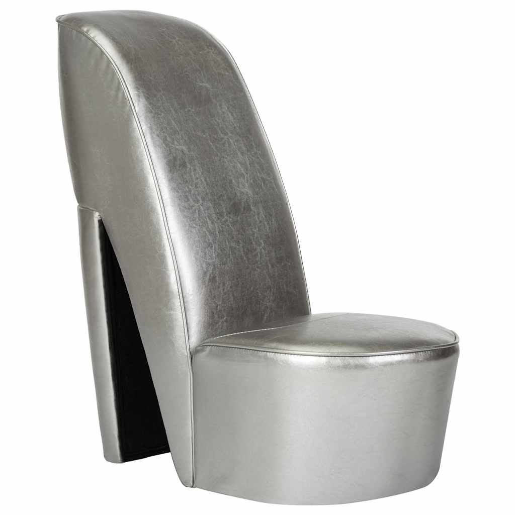 vidaXL Křeslo s vysokým podpatkem stříbrné umělá kůže