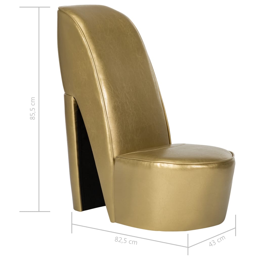 Scaun, design toc înalt, auriu, piele ecologică