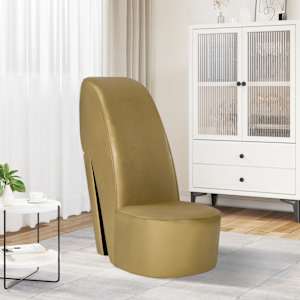 Stol v obliki visoke pete zlato umetno usnje