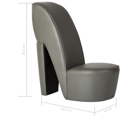 vidaXL Chaise en forme de chaussure à talon haut Gris Similicuir vidaXL Chaise en forme de chaussure à talon haut Gris Similicuir