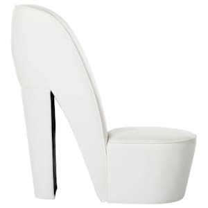 vidaXL Scaun, design toc &icirc;nalt, alb, piele ecologică