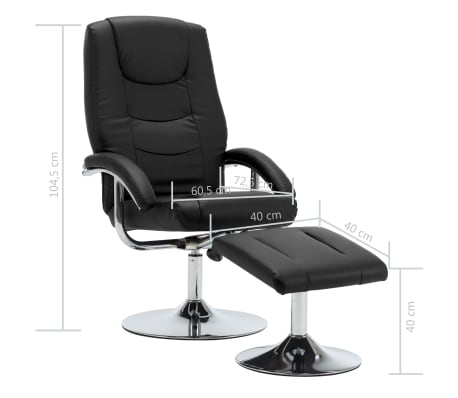 vidaXL Fauteuil inclinable avec repose pied Noir Similicuir vidaXL Fauteuil inclinable avec repose pied Noir Similicuir