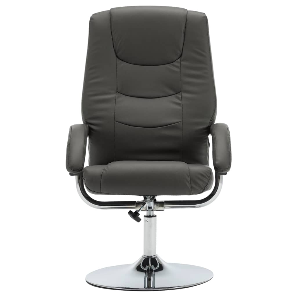 vidaXL Cadeira reclinável c/ apoio de pés couro artificial cinzento