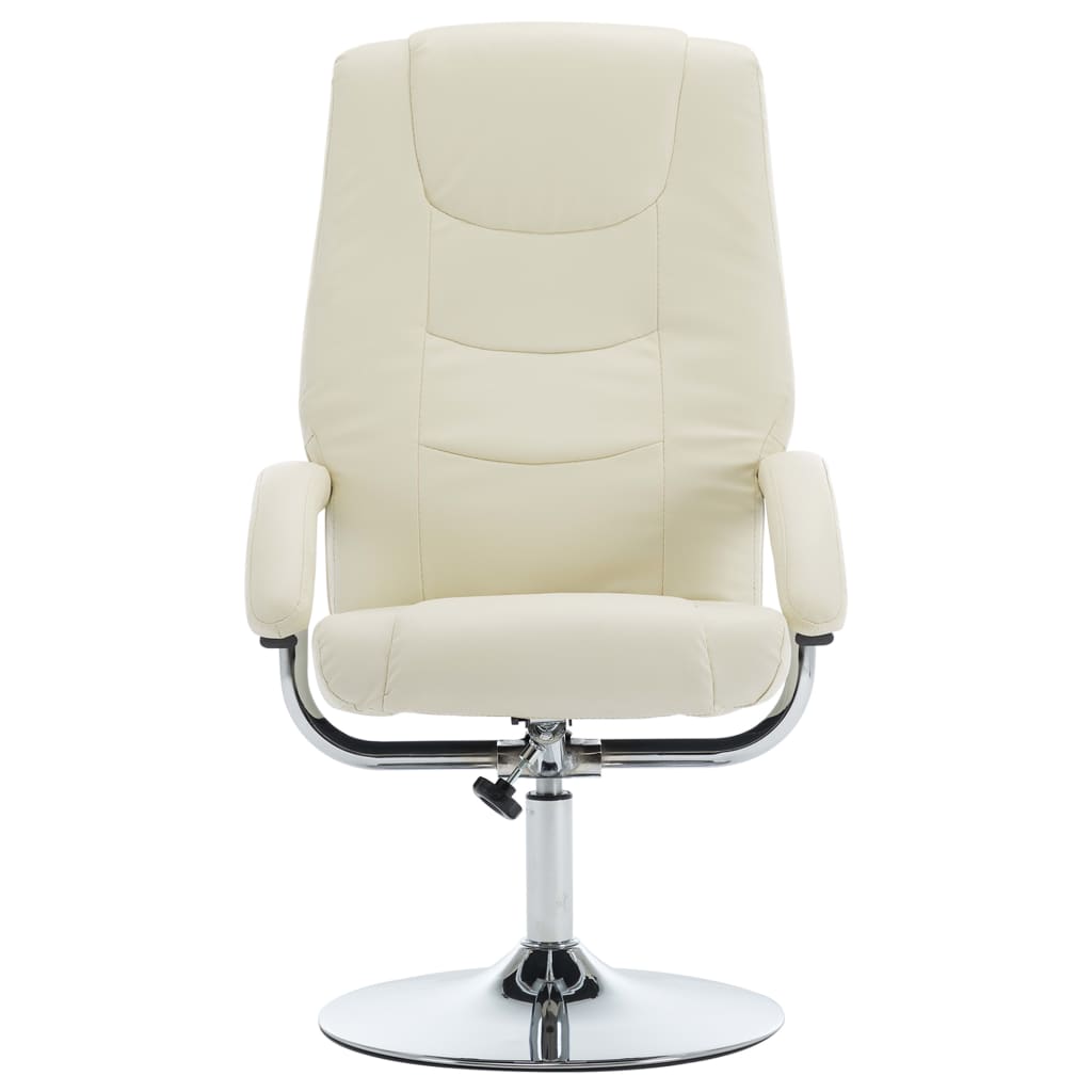 vidaXL Sillón reclinable con reposapiés cuero sintético blanco crema