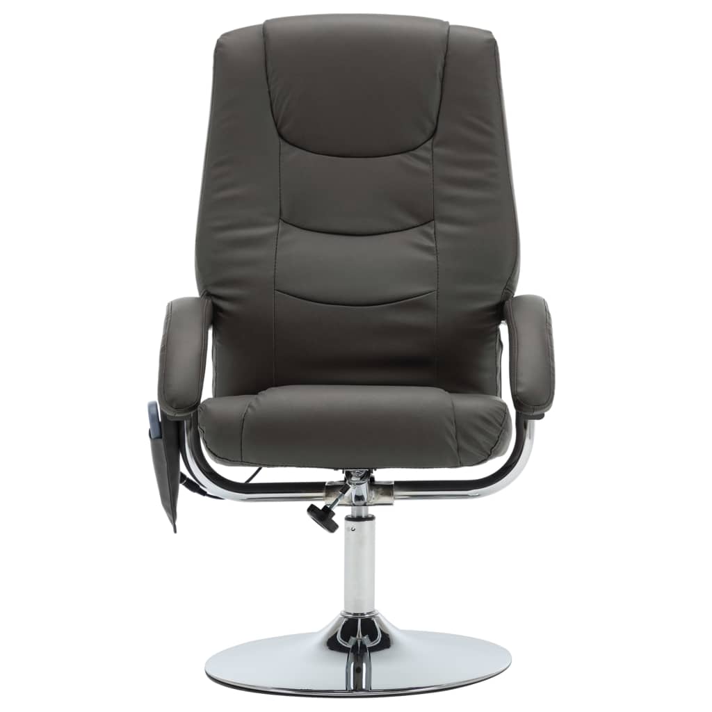 vidaXL Cadeira massagens reclinável + apoio pés couro artif. cinzento