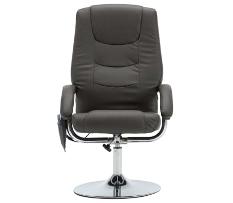 vidaXL Masažni fotelj s stolčkom za noge sivo umetno usnje