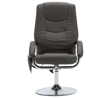 vidaXL Fauteuil de massage avec repose-pied gris similicuir