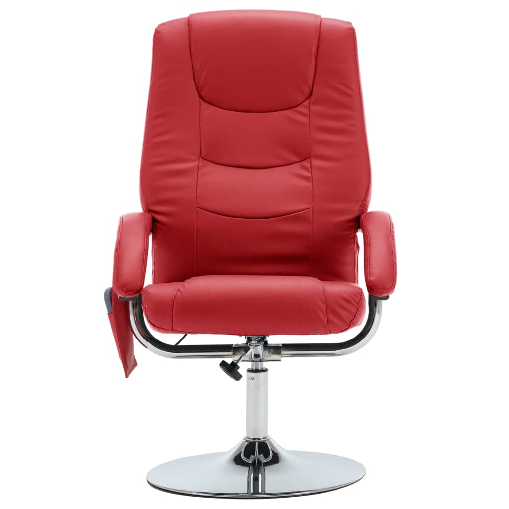 vidaXL Fauteuil de massage avec repose-pieds rouge similicuir