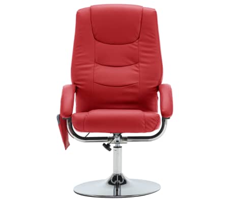 vidaXL masāžas krēsls ar kāju soliņu, atgāžams, sarkana mākslīgā āda