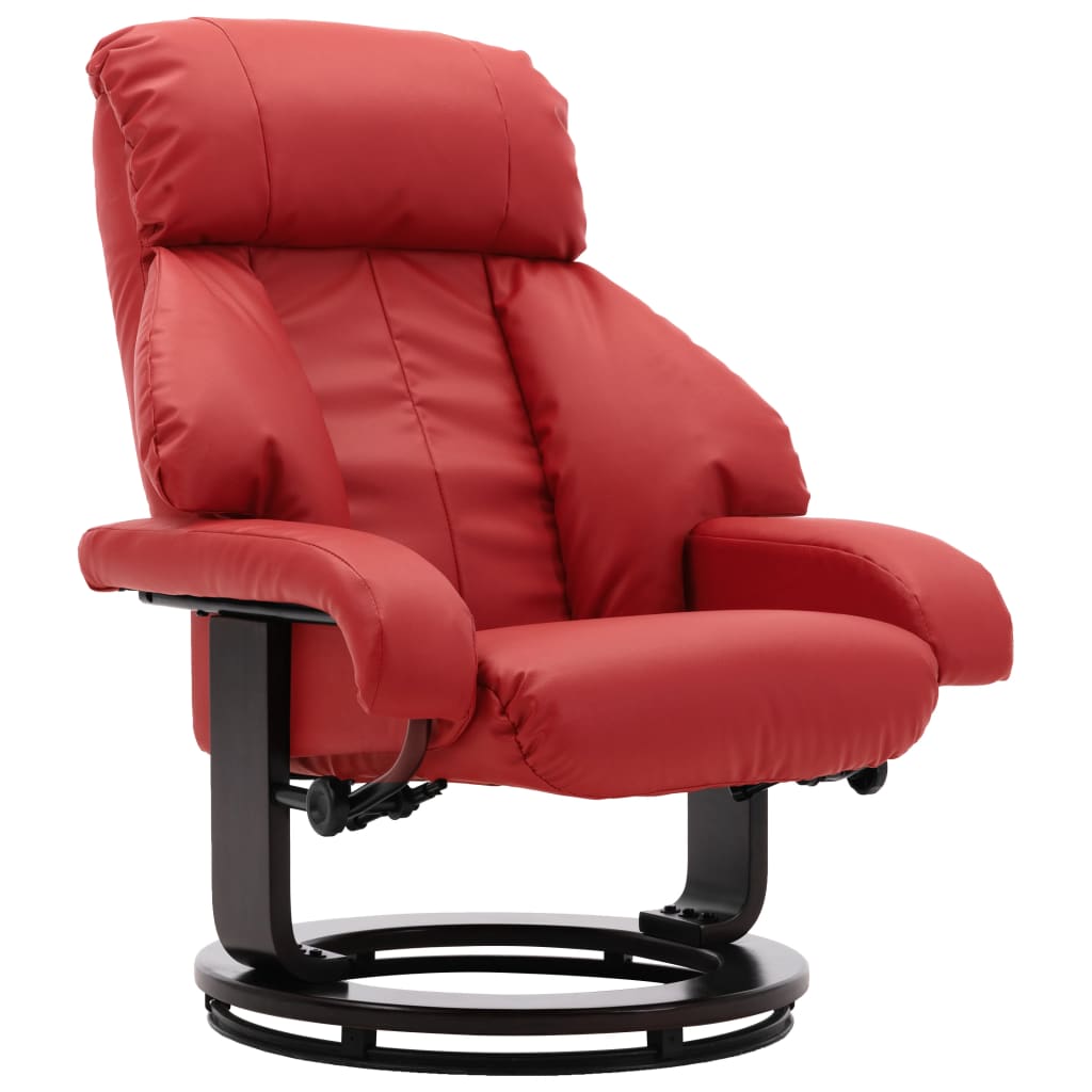 vidaXL Atlošiamas TV krėslas su pakoja, raudonos spalvos, dirbtinė oda