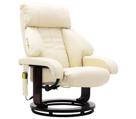 vidaXL Telewizyjny fotel masujący, regulowany, kremowy, sztuczna skóra