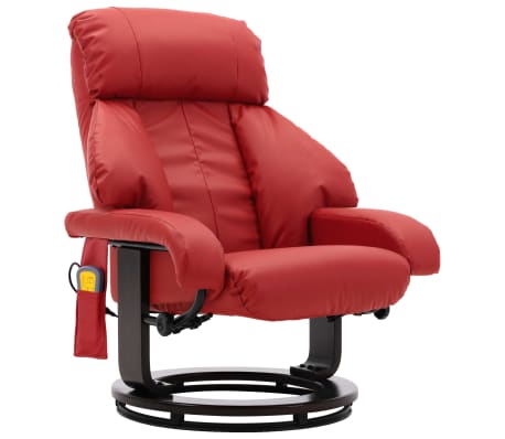 vidaXL Telewizyjny fotel masujący, regulowany, czerwony, ekoskóra