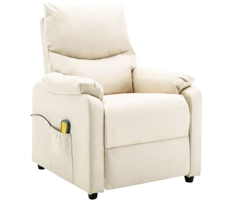 vidaXL Fauteuil de massage TV Crème Tissu vidaXL Fauteuil de massage TV Crème Tissu