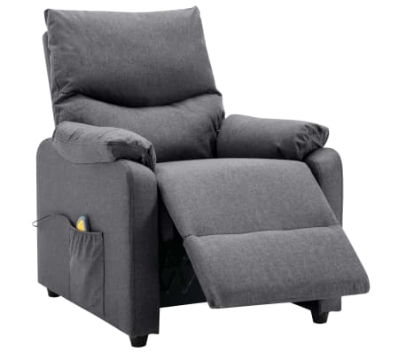 vidaXL Atlošiamas masažinis TV krėslas, tamsiai pilkas, audinys
