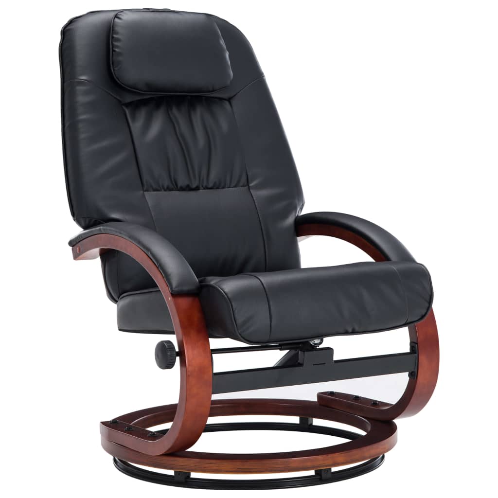 vidaXL Cadeira reclinável c/ apoio de pés couro artificial preto
