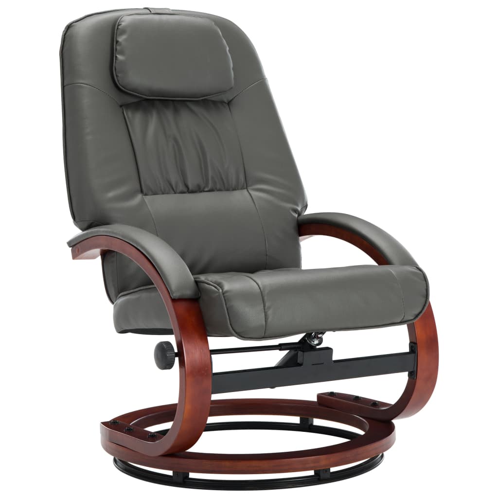 vidaXL szürke dönthető műbőr fotel lábzsámollyal