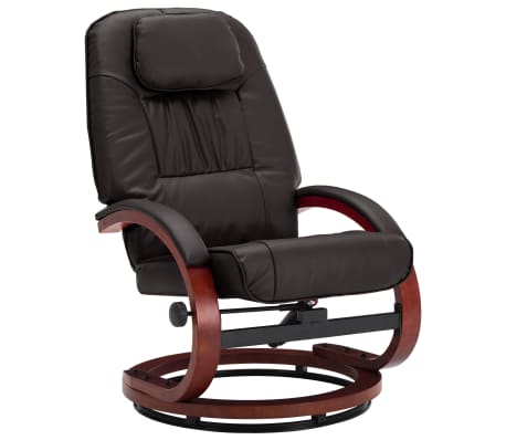 vidaXL atpūtas krēsls ar kāju soliņu, atgāžams, brūna mākslīgā āda