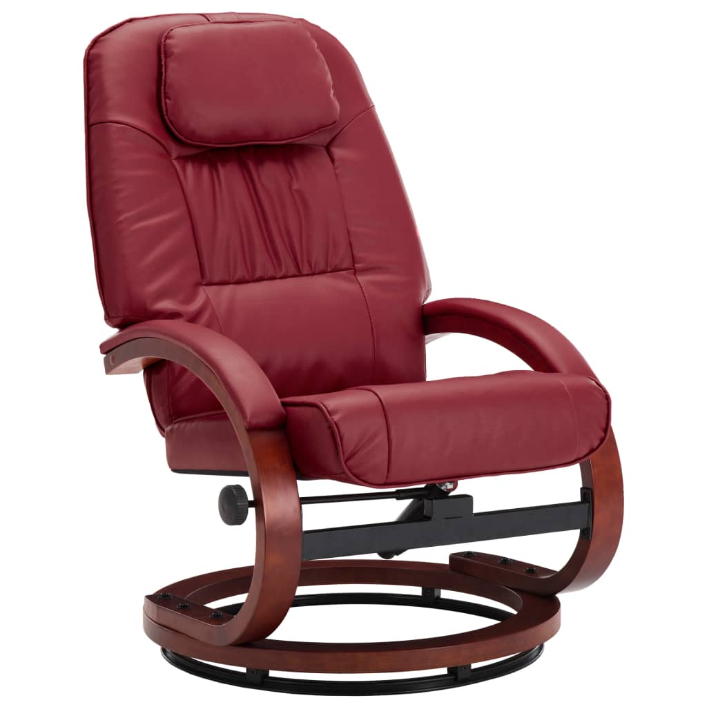 vidaXL Atlošiamas krėslas su pakoja, raudonojo vyno sp., dirbtinė oda