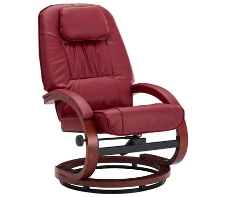 vidaXL Fauteuil inclinable avec repose-pied Rouge bordeaux Similicuir