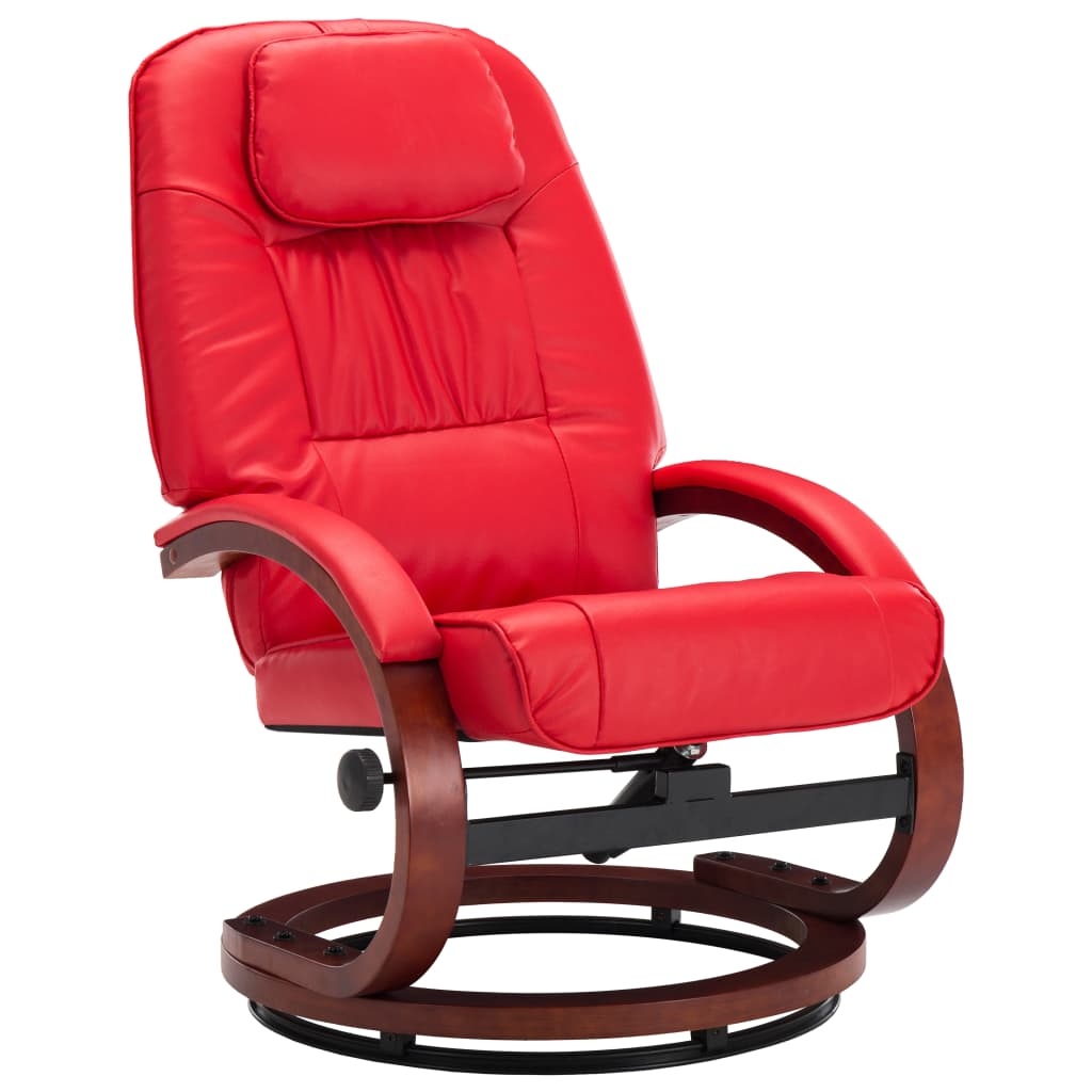 vidaXL Reclining Chair with Footstool Red Faux Leather