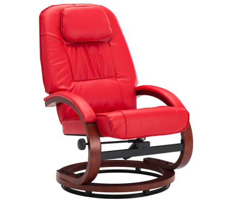 vidaXL Reclining Chair with Footstool Red Faux Leather