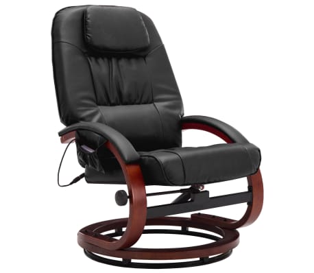vidaXL Masažni fotelj s stolčkom za noge črn iz umetnega usnja