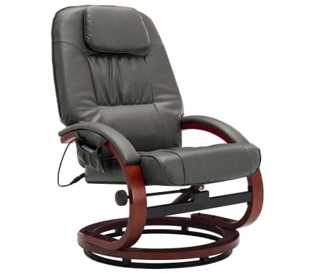 vidaXL Fotel do masażu z podnóżkiem, regulowany, szary, ekoskóra