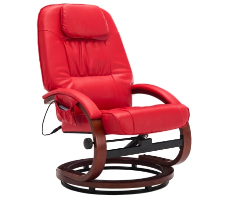 vidaXL Fotel do masażu z podnóżkiem, regulowany, czerwony, ekoskóra