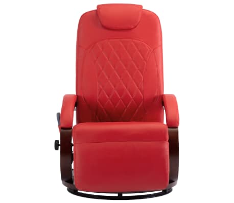 vidaXL Atlošiamas masažinis TV krėslas, raudonos spalvos, dirbtinė oda
