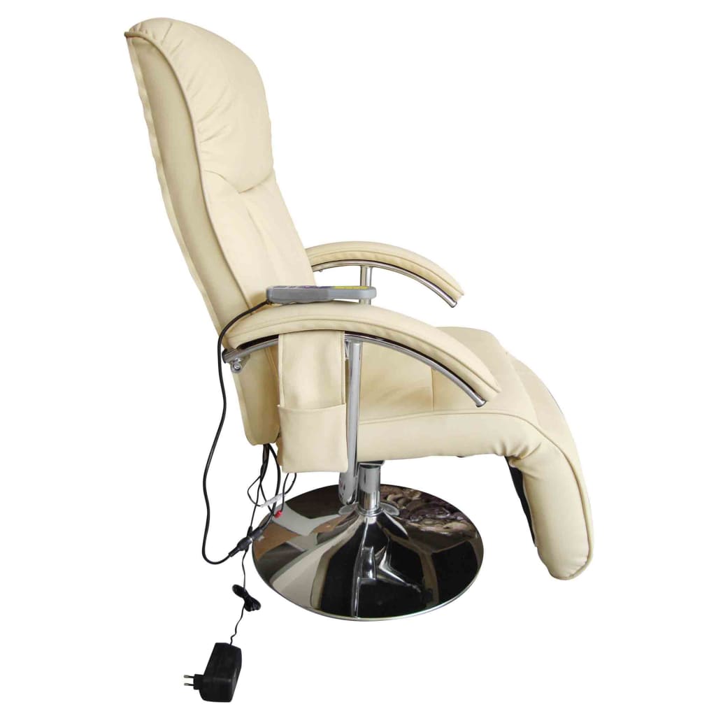 vidaXL Massage Chair Cream White Faux Leather