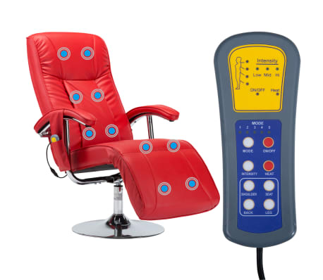 vidaXL Massage Chair Red Faux Leather