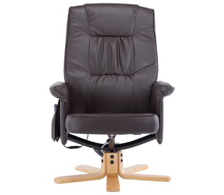 vidaXL TV Massage Recliner with Footstool Brown Faux Leather