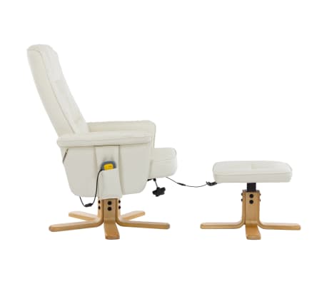 vidaXL TV Massage Recliner with Footstool Cream Faux Leather