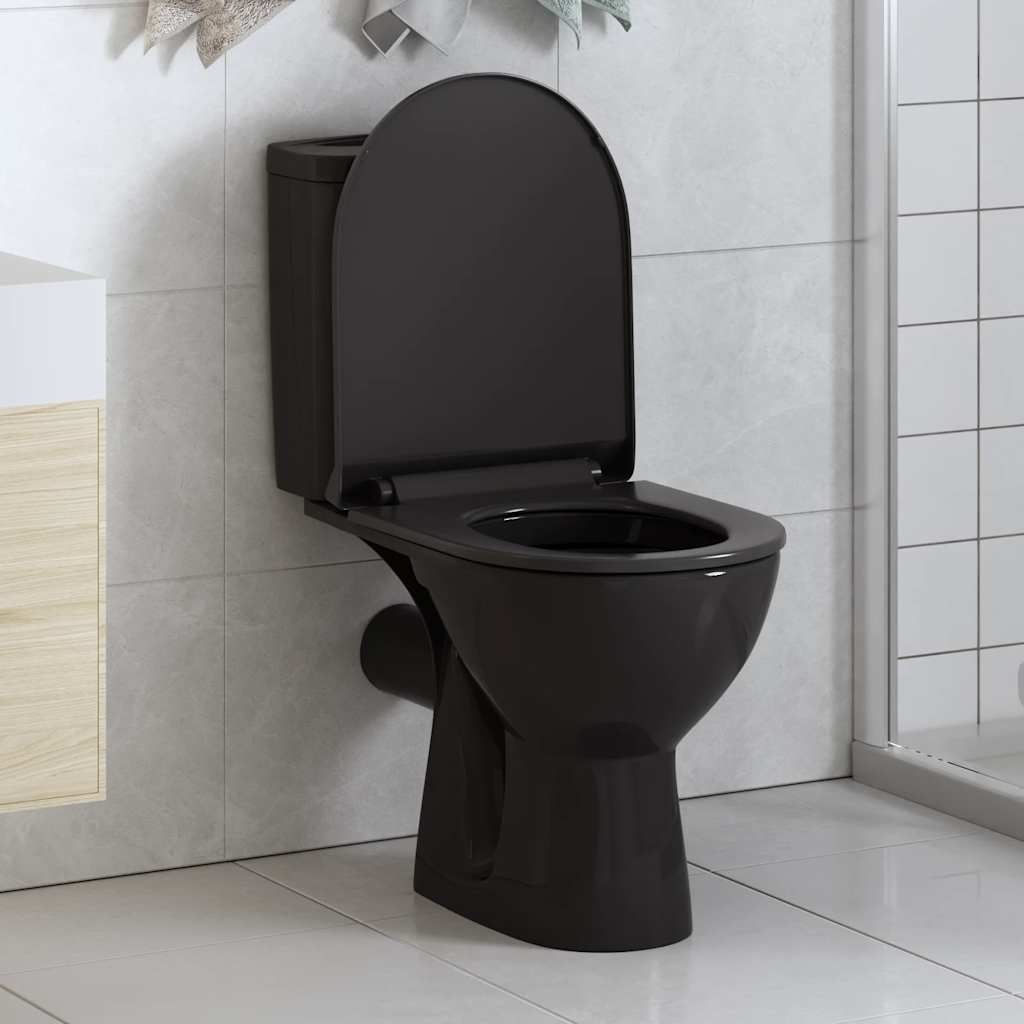 Toiletsæde med soft-close og quick release - sort, 46 × 36,5 cm