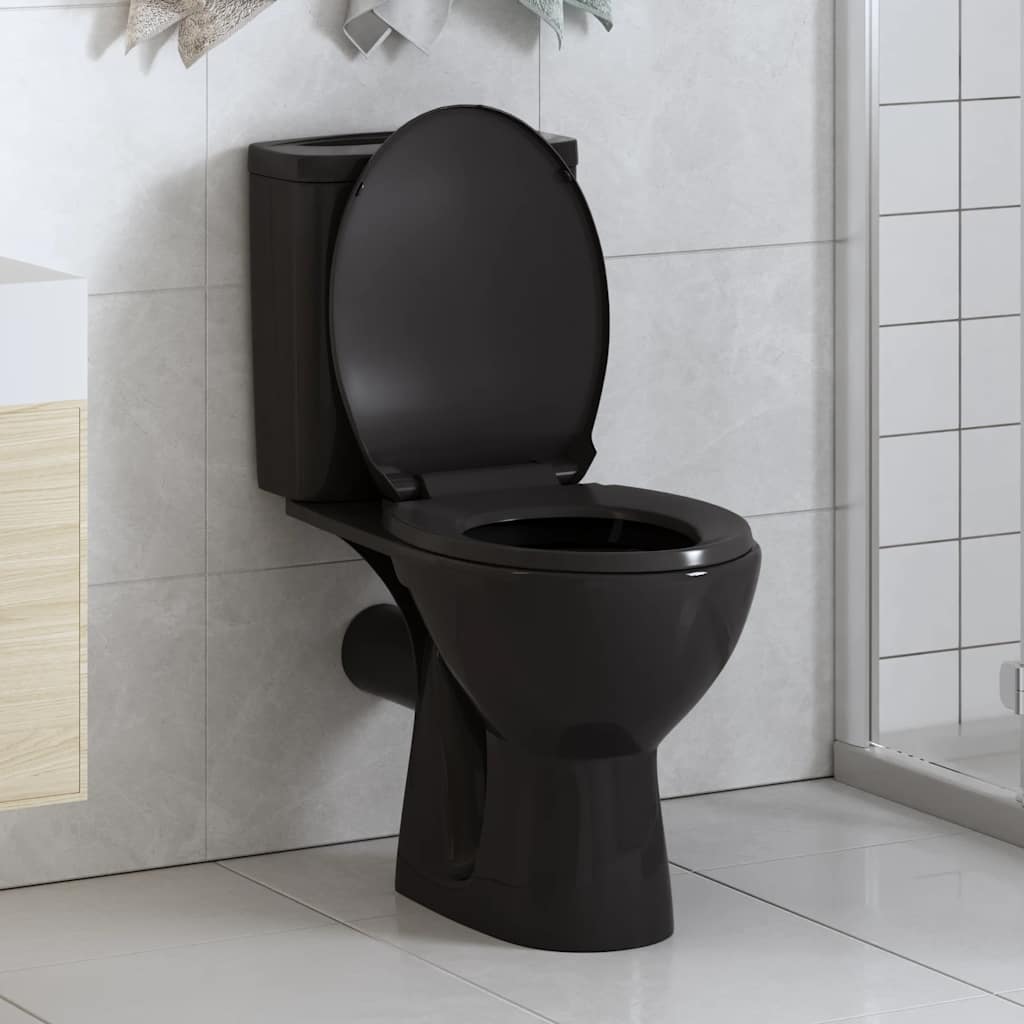 vidaXL Toilettensitz mit Absenkautomatik und Quick-Release Schwarz