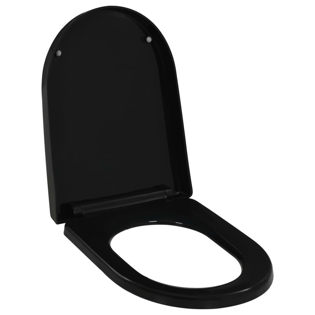 Fekete gyorsan szerelhető WC-ülőke lassan csukódó fedéllel 