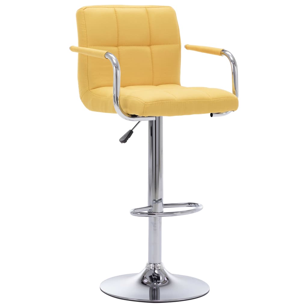 vidaXL Krzesła barowe, 2 szt., żółte, tapicerowane tkaniną