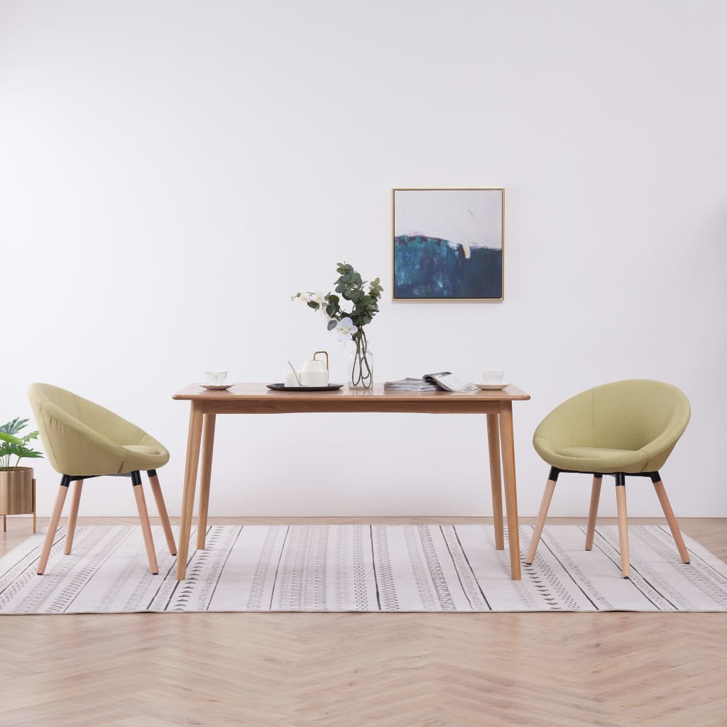 vidaXL Scaune de bucătărie, 2 buc., verde, material textil buc