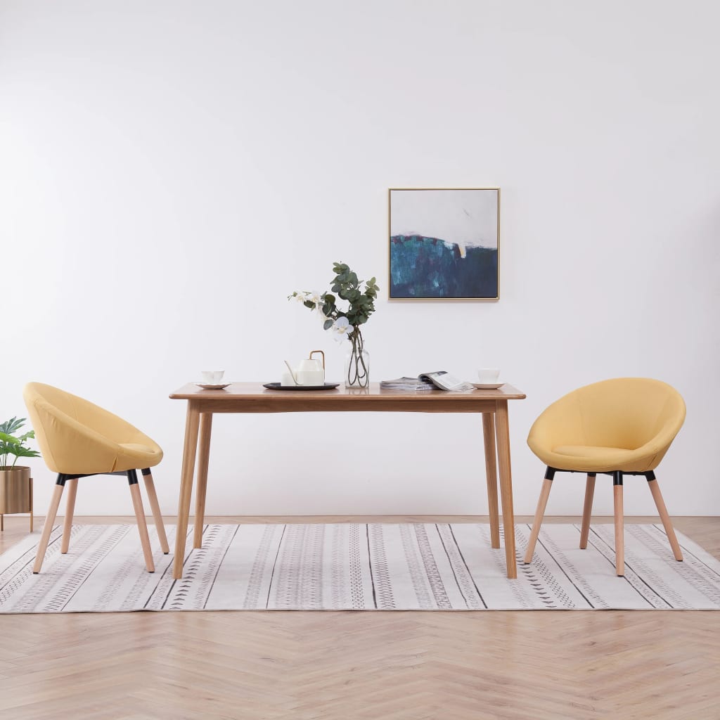 vida XL Esszimmerstühle 2 Stk. Gelb Stoff