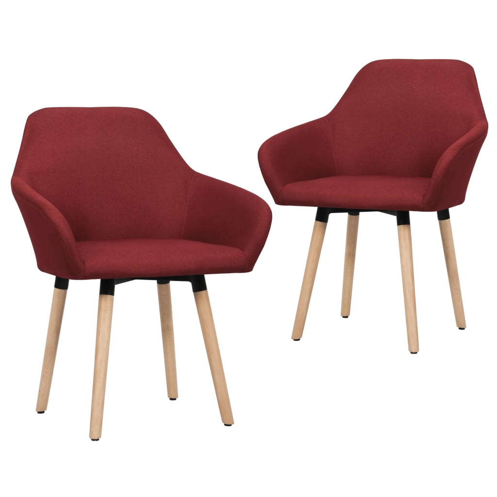 Chaises à manger lot de 2 rouge bordeaux tissu
