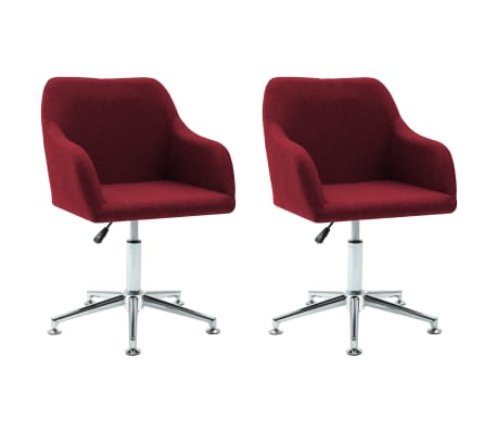 vidaXL 2 pcs Chaises pivotantes de salle à manger Rouge bordeaux Tissu vidaXL 2 pcs Chaises pivotantes de salle à manger Rouge bordeaux Tissu