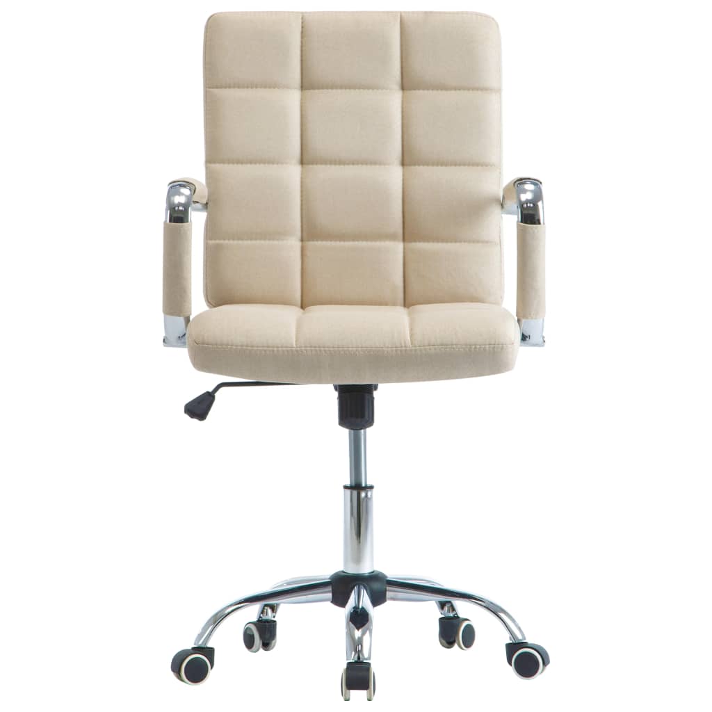 vidaXL Chaise de bureau Crème Tissu