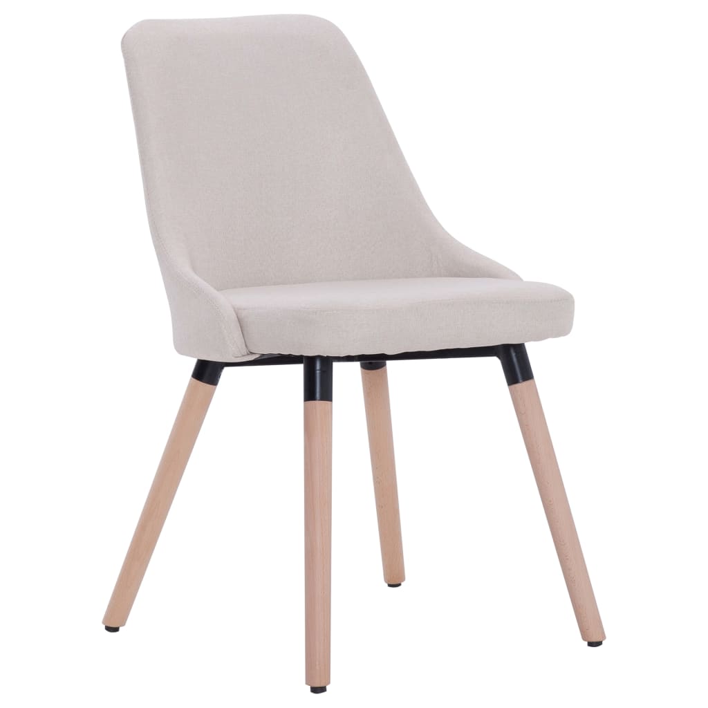 vidaXL Eetkamerstoelen 2 st stof crèmekleurig