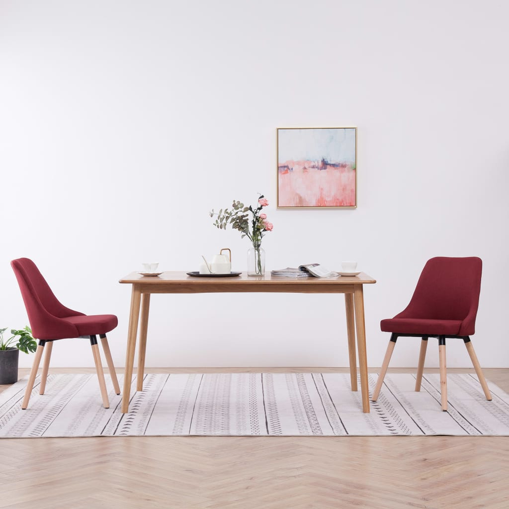 vidaXL Scaune de bucătărie, 2 buc., roșu vin, material textil vidaXL