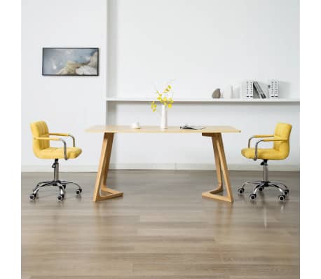 vidaXL 2x Esszimmerstuhl Drehbar Gelb Stoff Bürostuhl Küchenstuhl Stuhl