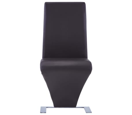 vidaXL Valgomojo kėdės, 2 vnt., rudos, dirbtinė oda, zigzago formos