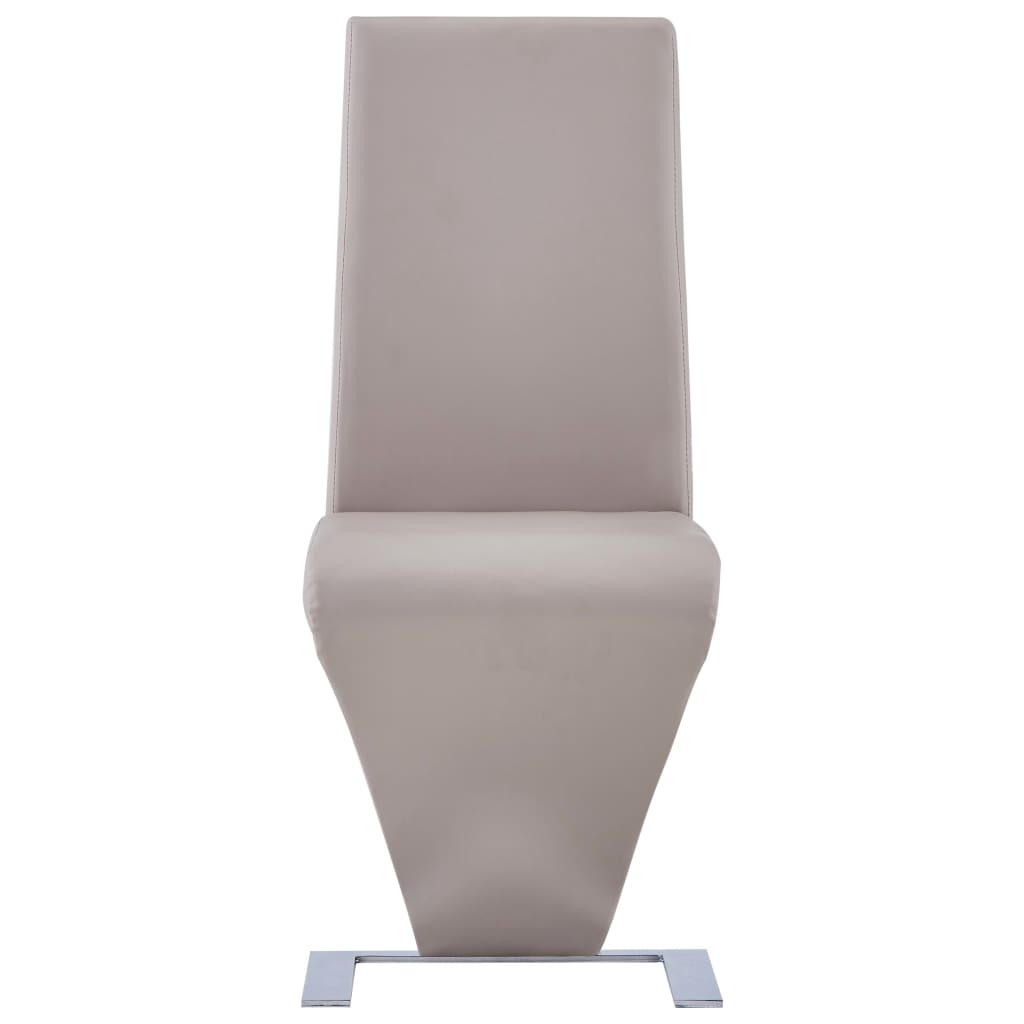 vidaXL Krzesła o zygzakowatej formie 2 szt, cappuccino, sztuczna skóra